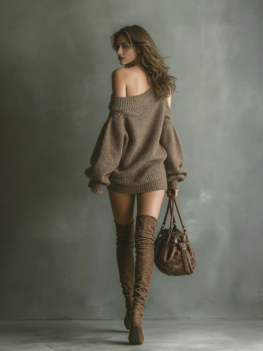 Ava | Cozy Off-Shoulder Knit Mini Dress for Fall 4