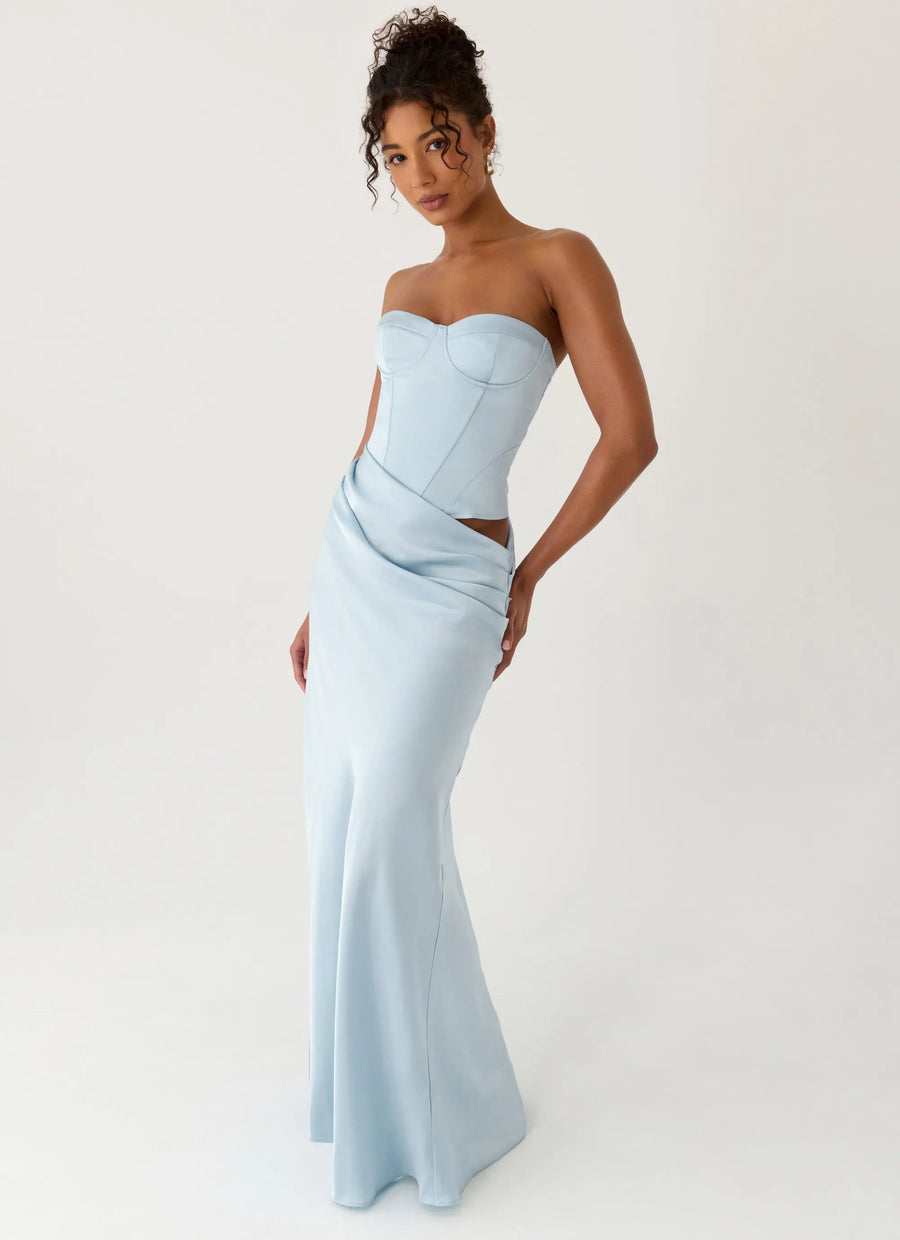 Azure | Strapless Corset Side Cutout Maxi Dress 0