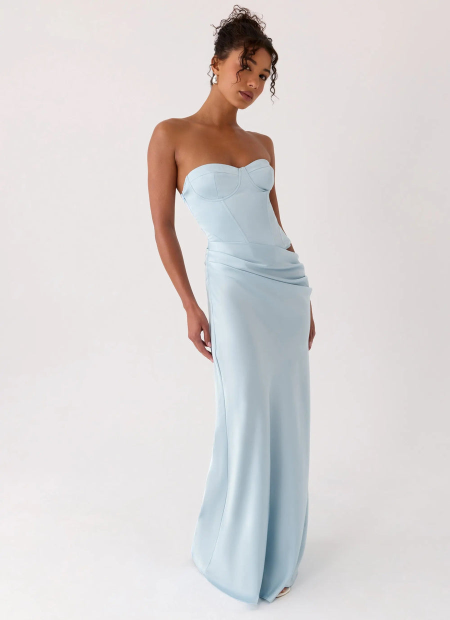 Azure | Strapless Corset Side Cutout Maxi Dress 5
