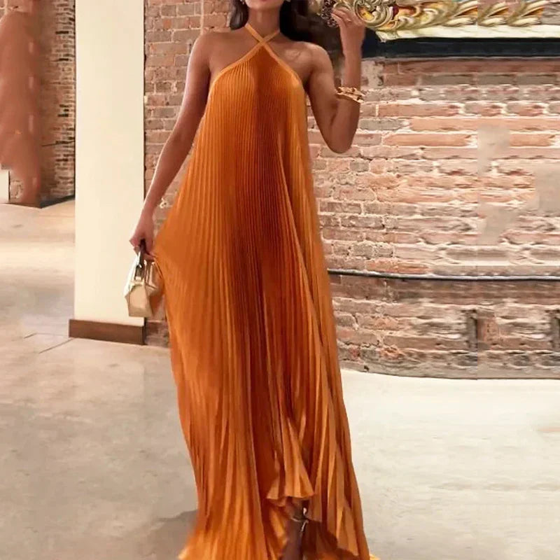 Carmen | Pleated Halter Neck Maxi Dress 1