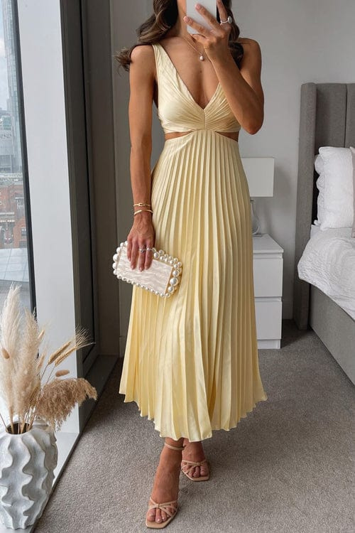 Celeste | Pleated Flowing Midi Dress 0