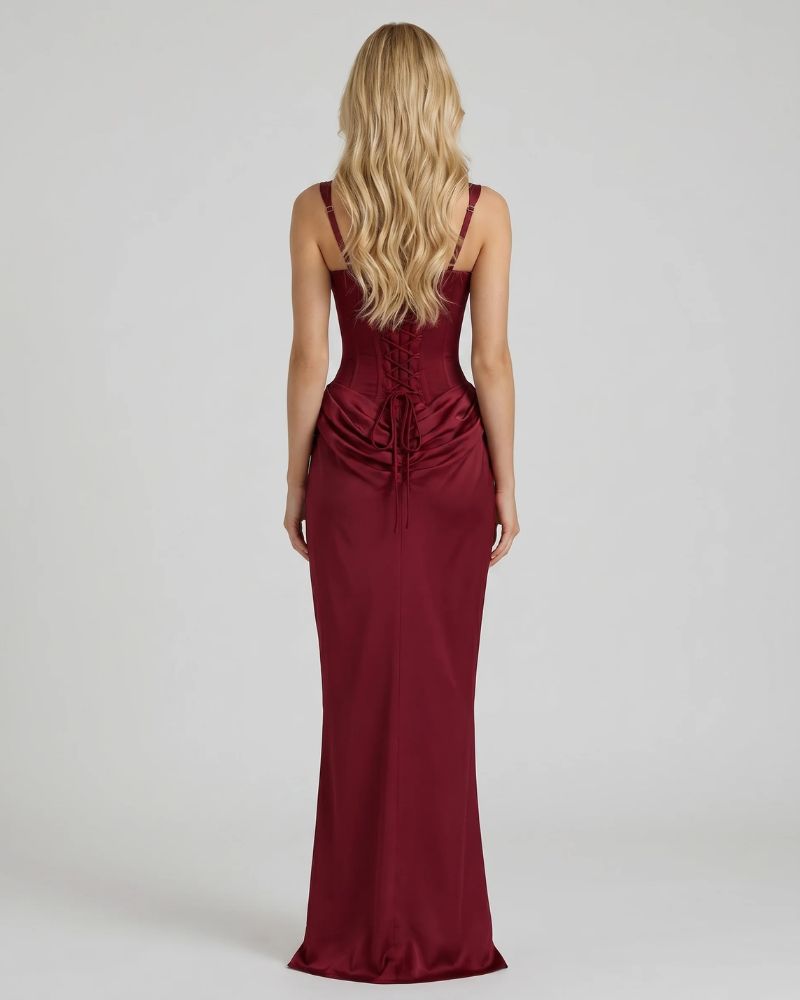 Cerene | Corset Lace-Up Maxi Dress 2