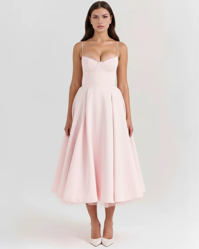 Clarisse | Tulle Sweetheart Corset Midi Dress 11