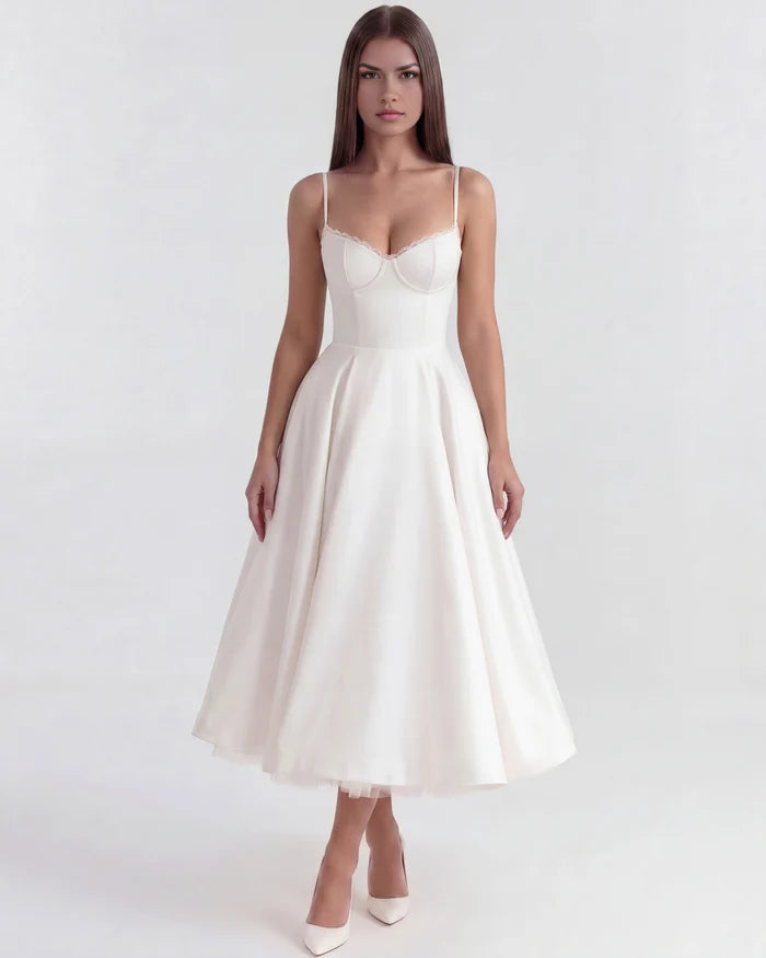Clarisse | Tulle Sweetheart Corset Midi Dress 12