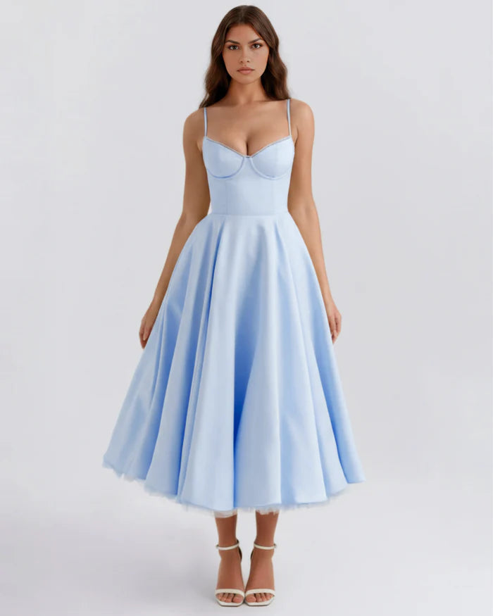 Clarisse | Tulle Sweetheart Corset Midi Dress 13