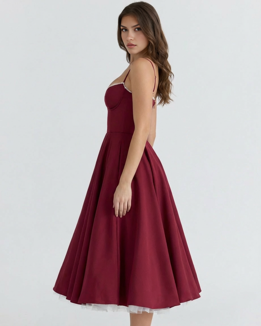 Clarisse | Tulle Sweetheart Corset Midi Dress 6