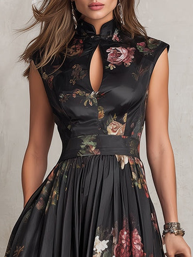 Cosette | Floral Satin Pleated Midi Dress 3