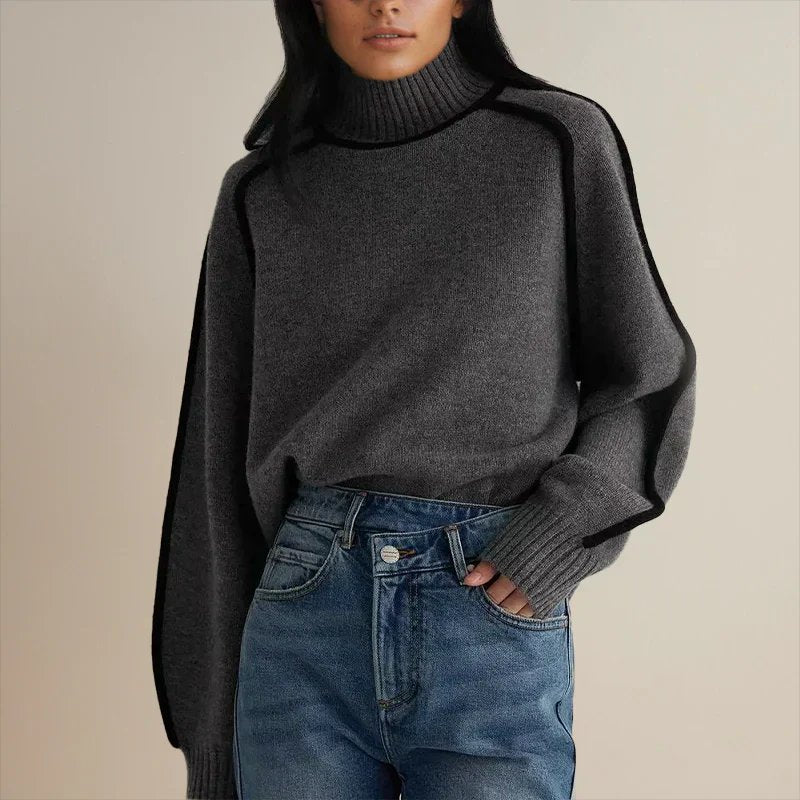 Emily | Cozy Oversized Colorblock Turtleneck Sweater 1