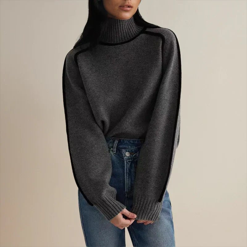 Emily | Cozy Oversized Colorblock Turtleneck Sweater 8