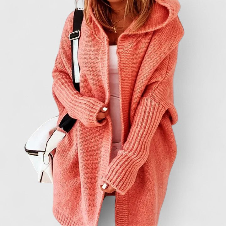 Evanna | Hooded Open-Front Longline Cardigan Oversized Fall Knit 1