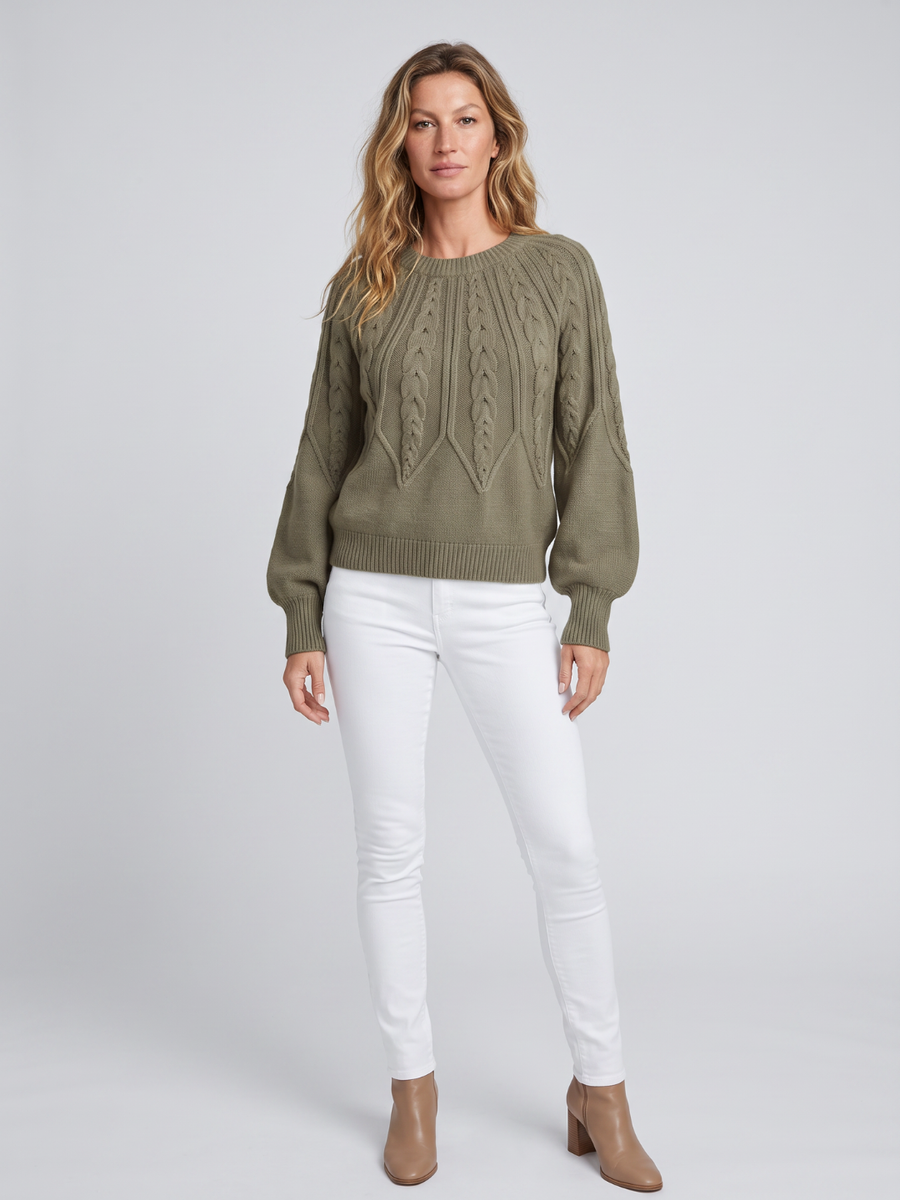 Mia | Cozy Oversized Cable Knit Sweater with Balloon Sleeves 0
