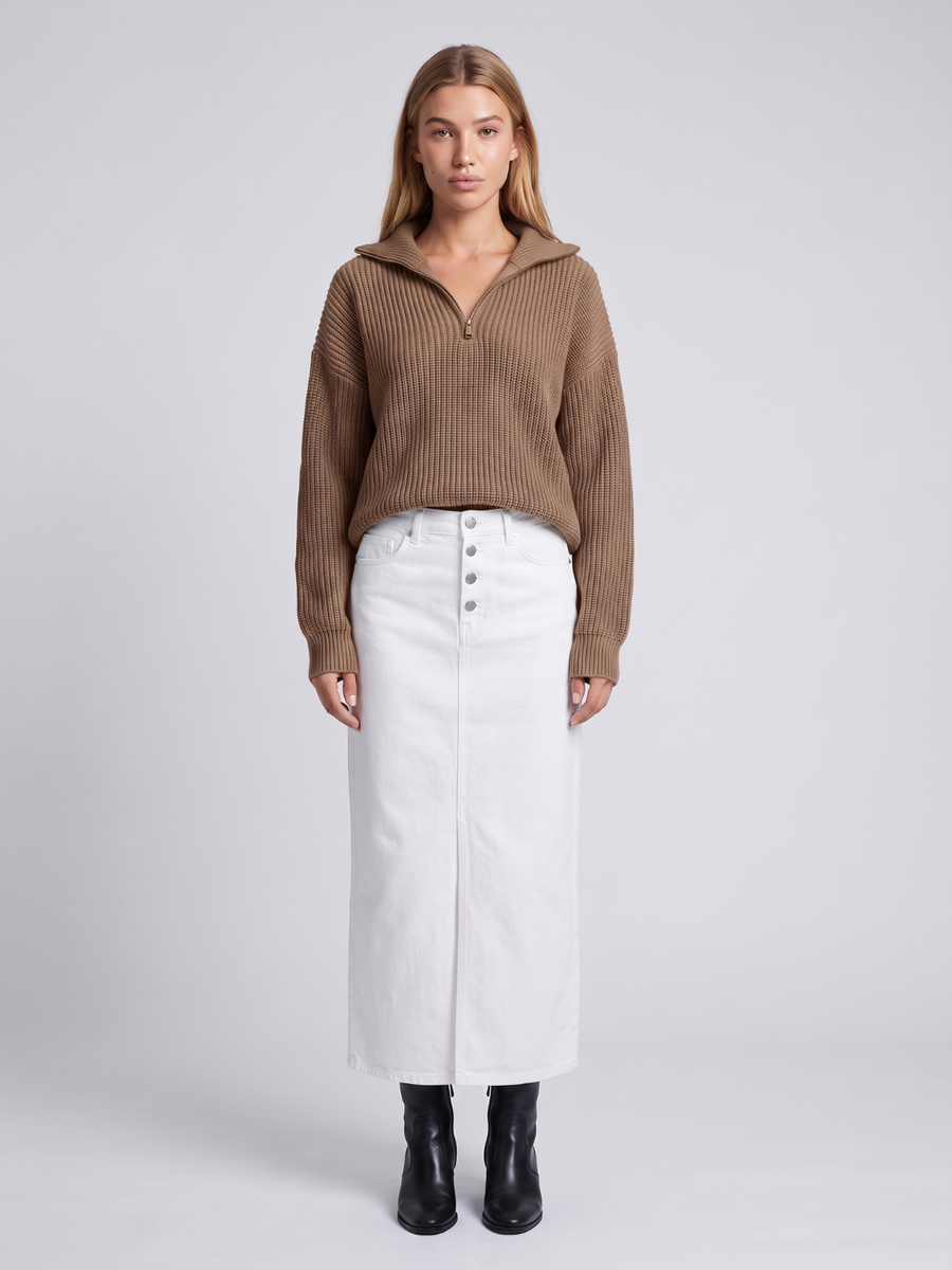 Mia | Cozy Ribbed Knit Half-Zip Sweater with Funnel Collar 4