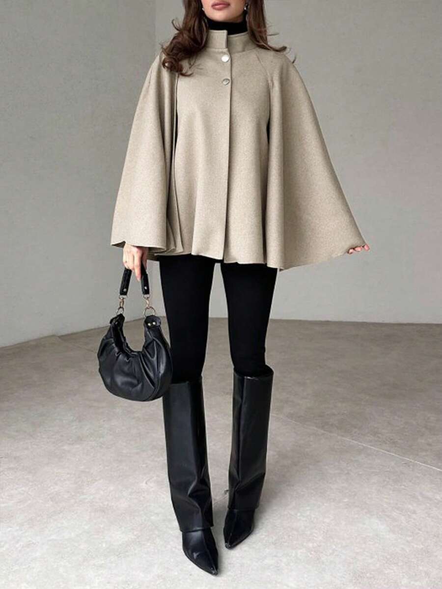 Mia | Elegant Minimalist Cape Sleeve Overcoat 0
