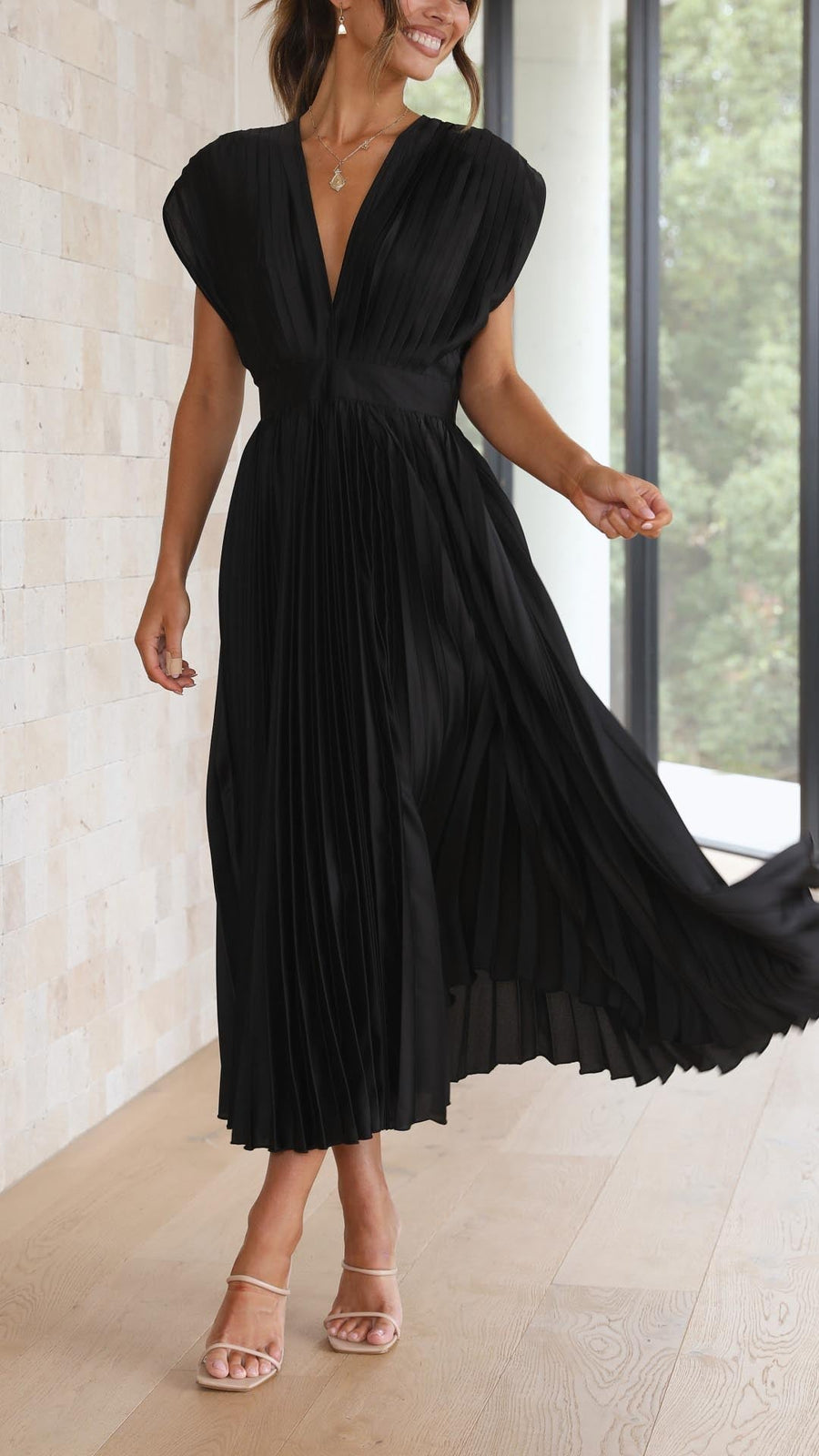 Mia | Elegant Tie Front Pleated Midi Dress 9