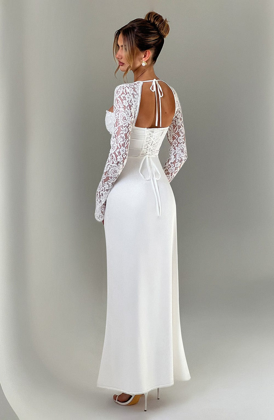 Mia | Ethereal Lace Sleeve Chiffon Maxi Dress 1