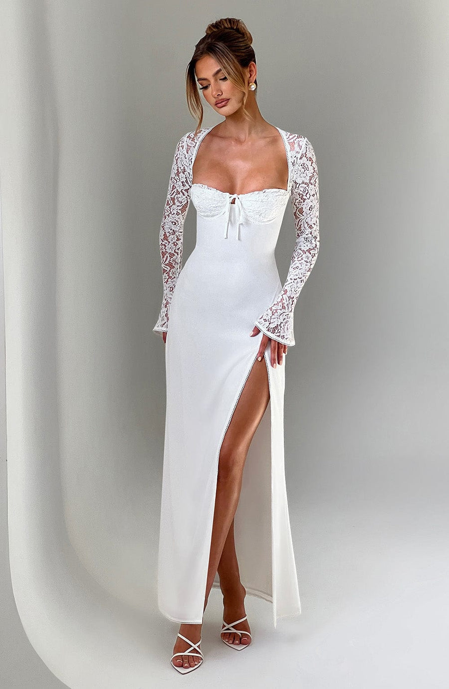 Mia | Ethereal Lace Sleeve Chiffon Maxi Dress 2