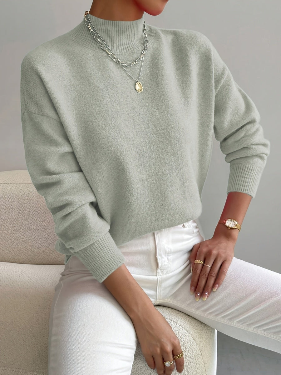 Sophia | Cozy Mock Turtleneck Sweater with Ribbed Cuffs 0