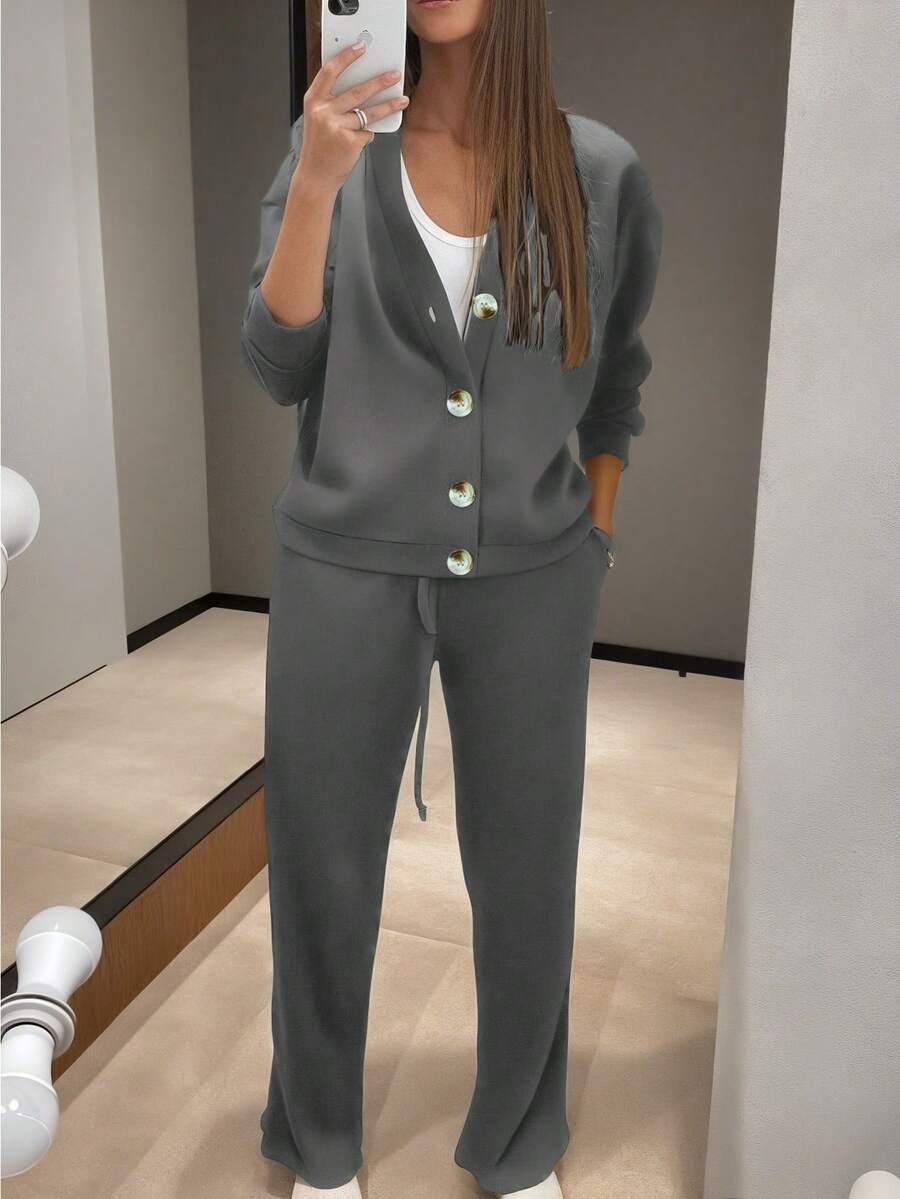 Zolisse | Knit Cardigan and Wide Leg Trouser Set 0