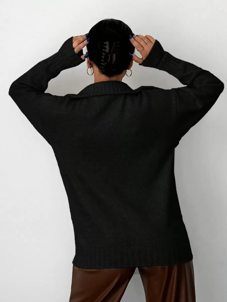 Zovia | Half Zip Collar Jumper with Drop Shoulder 1