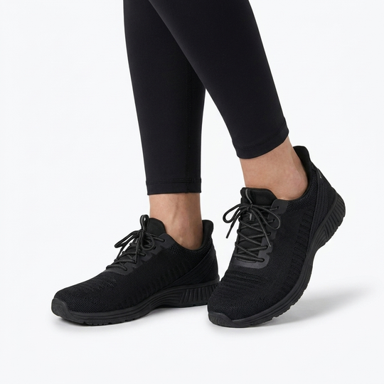OrthoKnit Slip-On Sneakers Black - worn