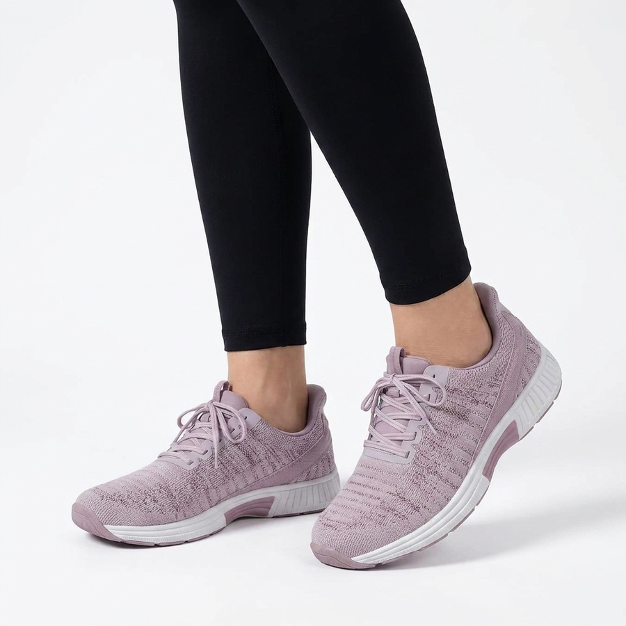 OrthoKnit Slip-On Sneakers Pink - worn