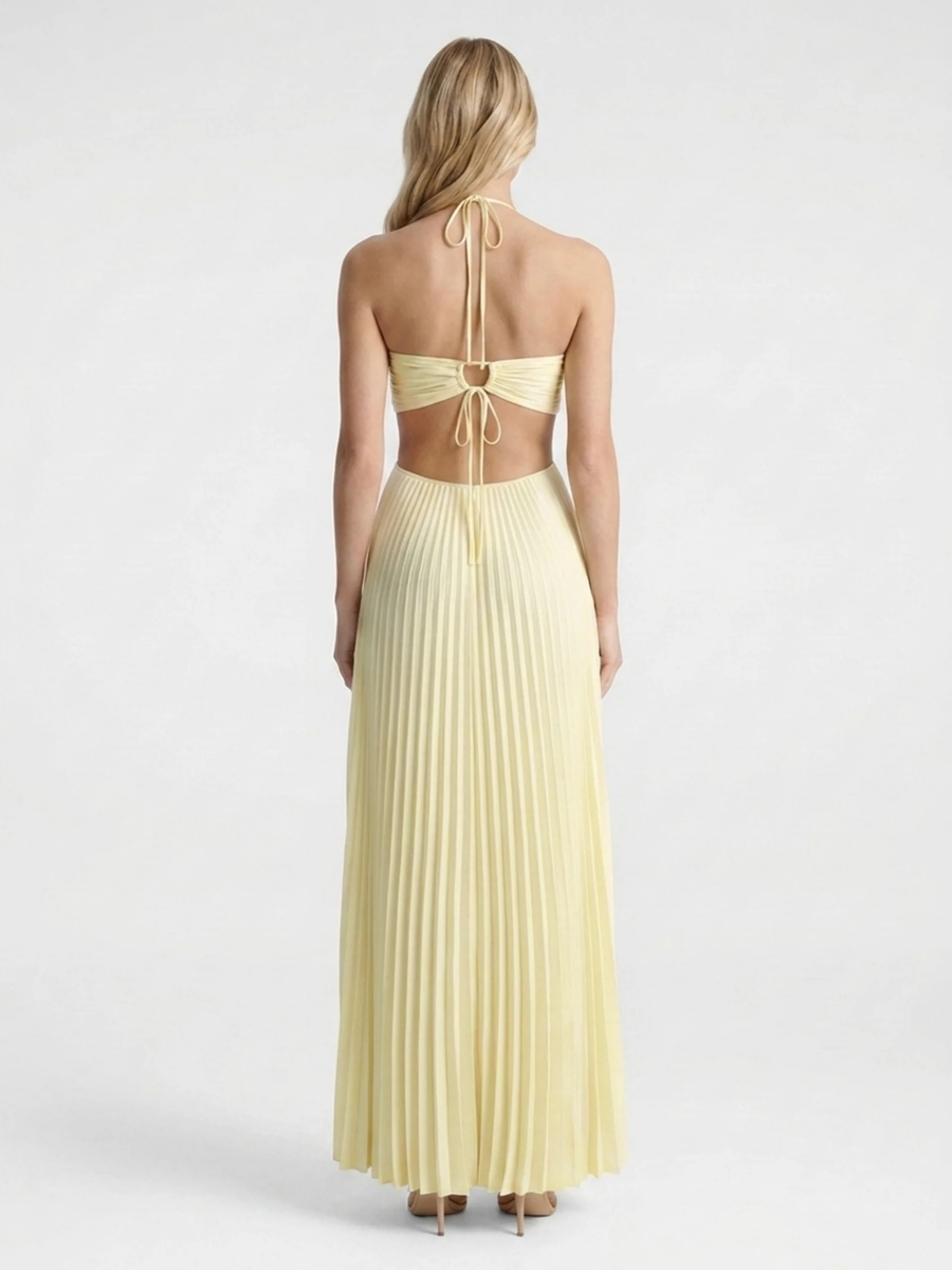 Aurora | Cutout Pleated Halter Maxi Dress 1