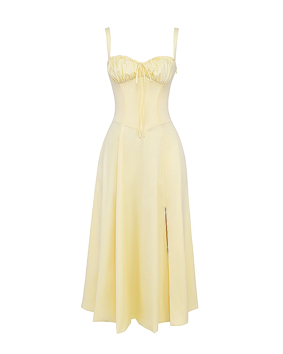 Aurora | Lace-Up Corset Side Split Midi Dress 8