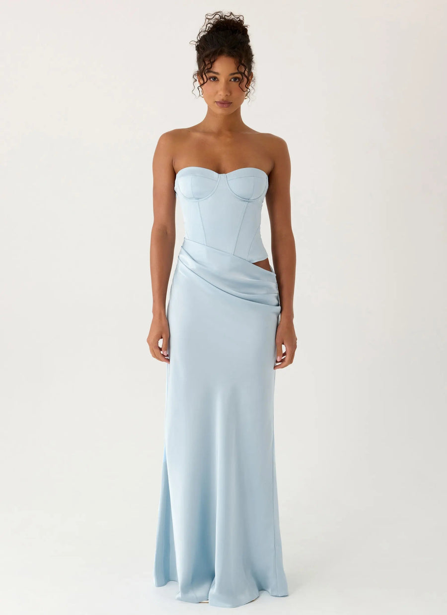 Azure | Strapless Corset Side Cutout Maxi Dress 1