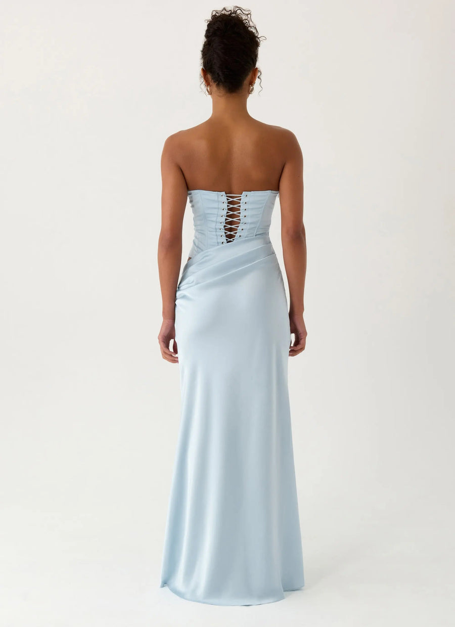 Azure | Strapless Corset Side Cutout Maxi Dress 3