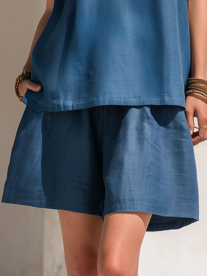 Azure | Tencel V-Neck Top Shorts Set 5