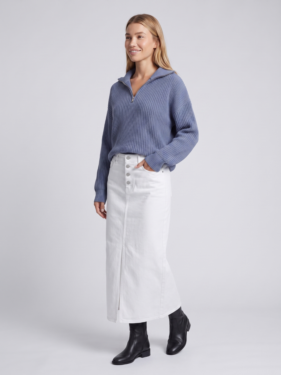 Bella | Half-Zip Ribbed Knit Sweater with Funnel Collar, Cozy Winter Pullover 8