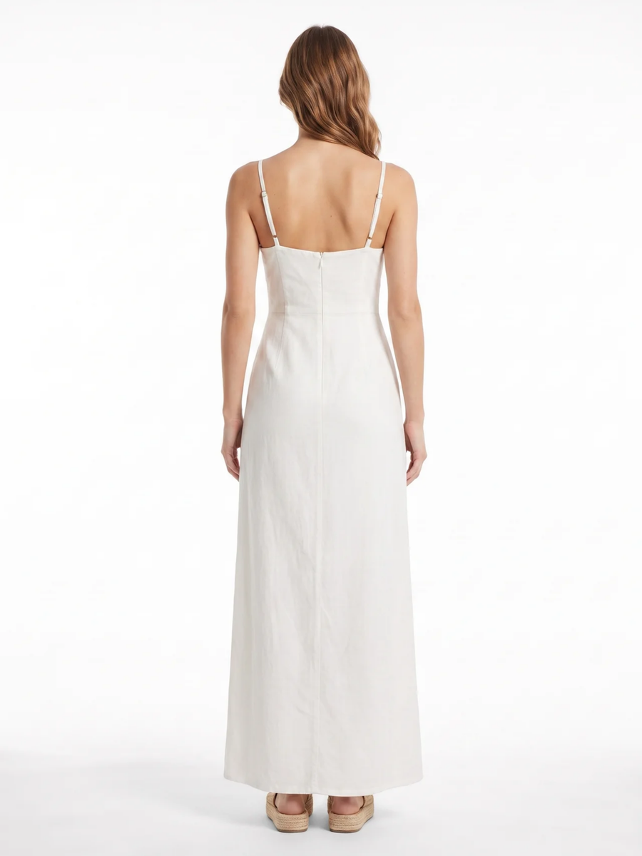 Bianca | Strappy Slit White Maxi Dress 1