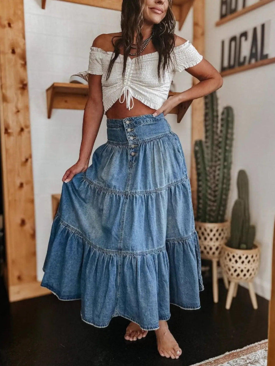 Billie | High Waist Maxi Denim Skirt 1