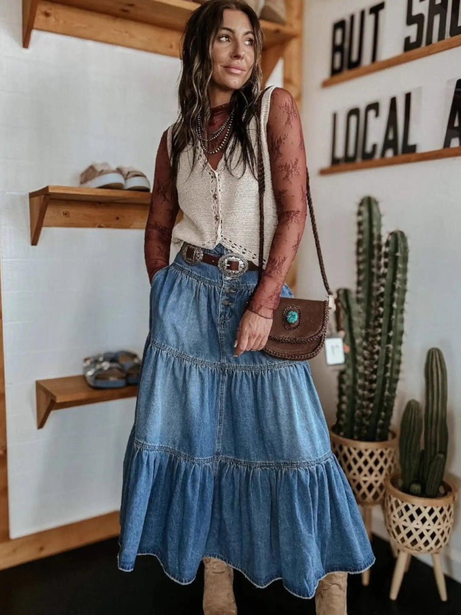 Billie | High Waist Maxi Denim Skirt 3