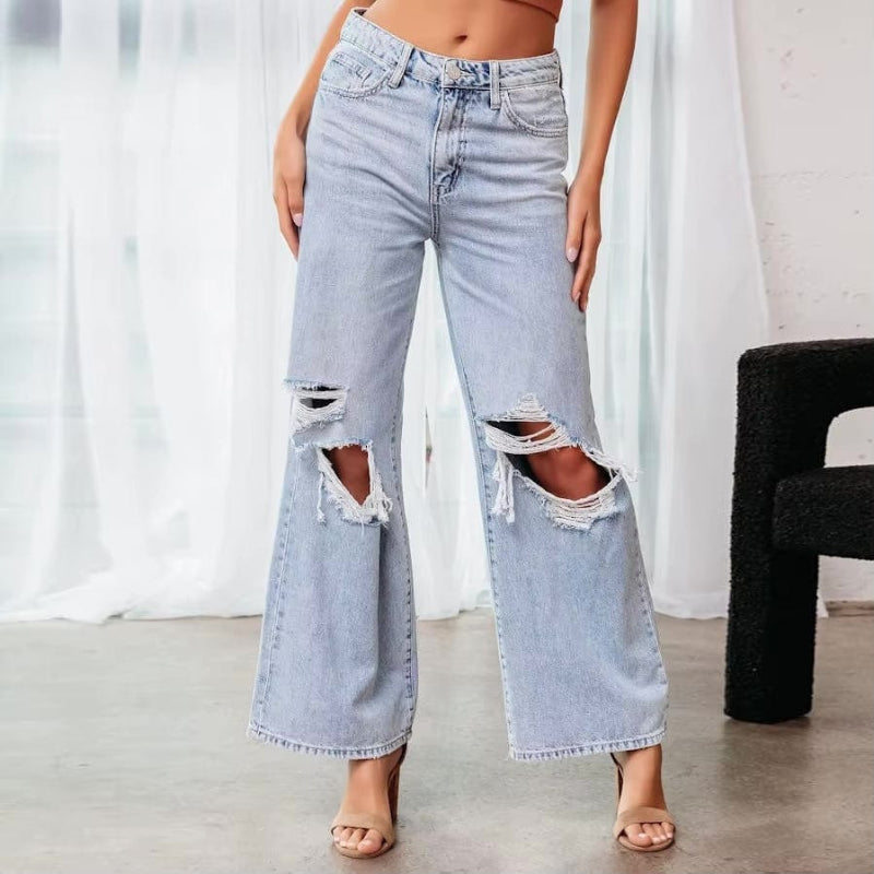 Billie | Wide Leg Ripped Jeans 0