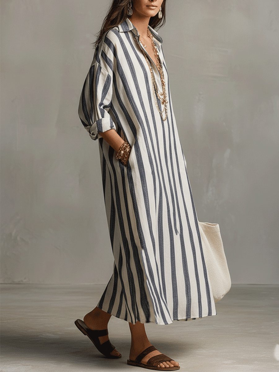 Billie | Women's Striped Boho Maxi Dress 6