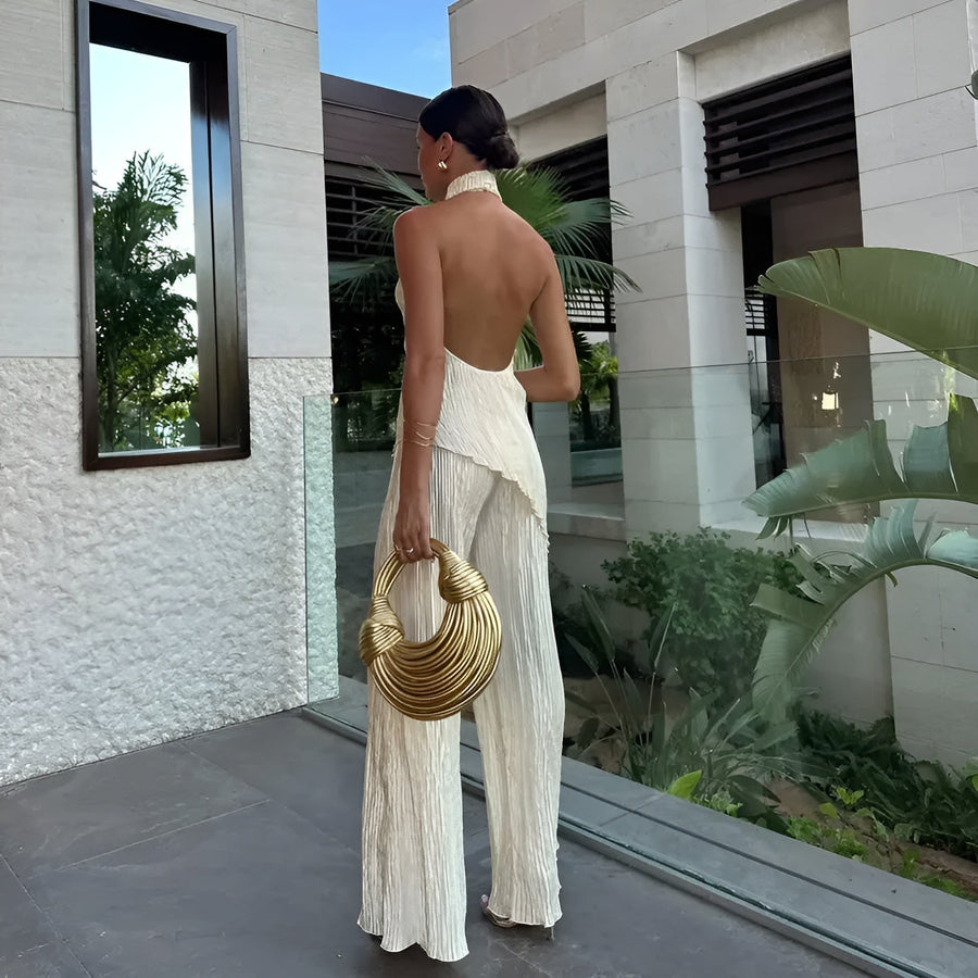 Briarlee | Asymmetric Top Wide-Leg Pants Set 1