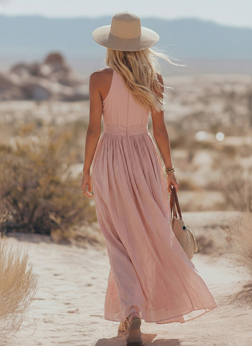 Calista | Boho Linen Halter Dress 4