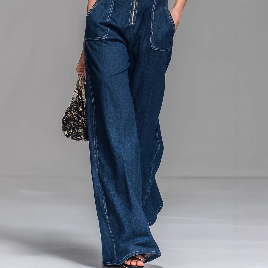 Cara | Wide-Leg Denim Sleeveless Jumpsuit 3