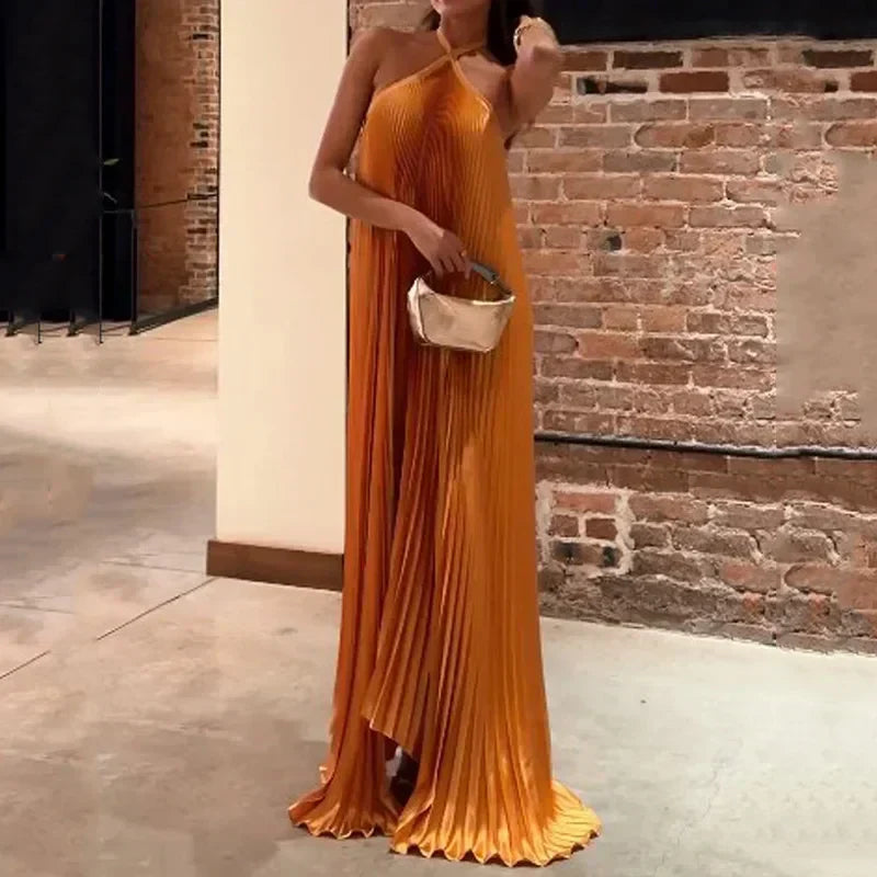 Carmen | Pleated Halter Neck Maxi Dress 2