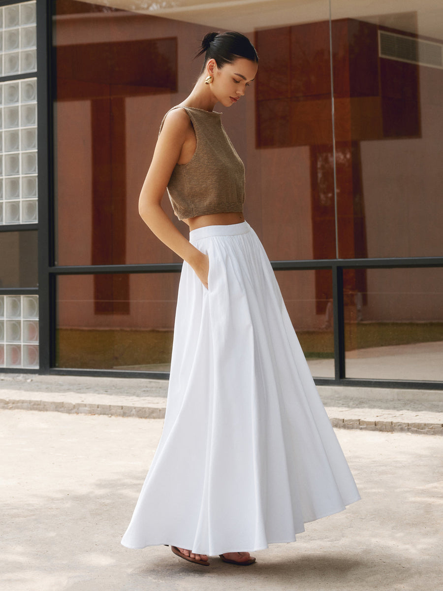 Celeste | Pleated Maxi Skirt with Pockets 0