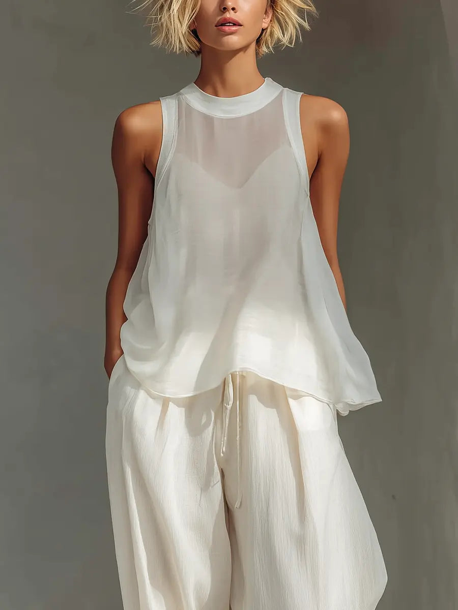 Chloe | Chiffon Top Wide-Leg Pants Set 2