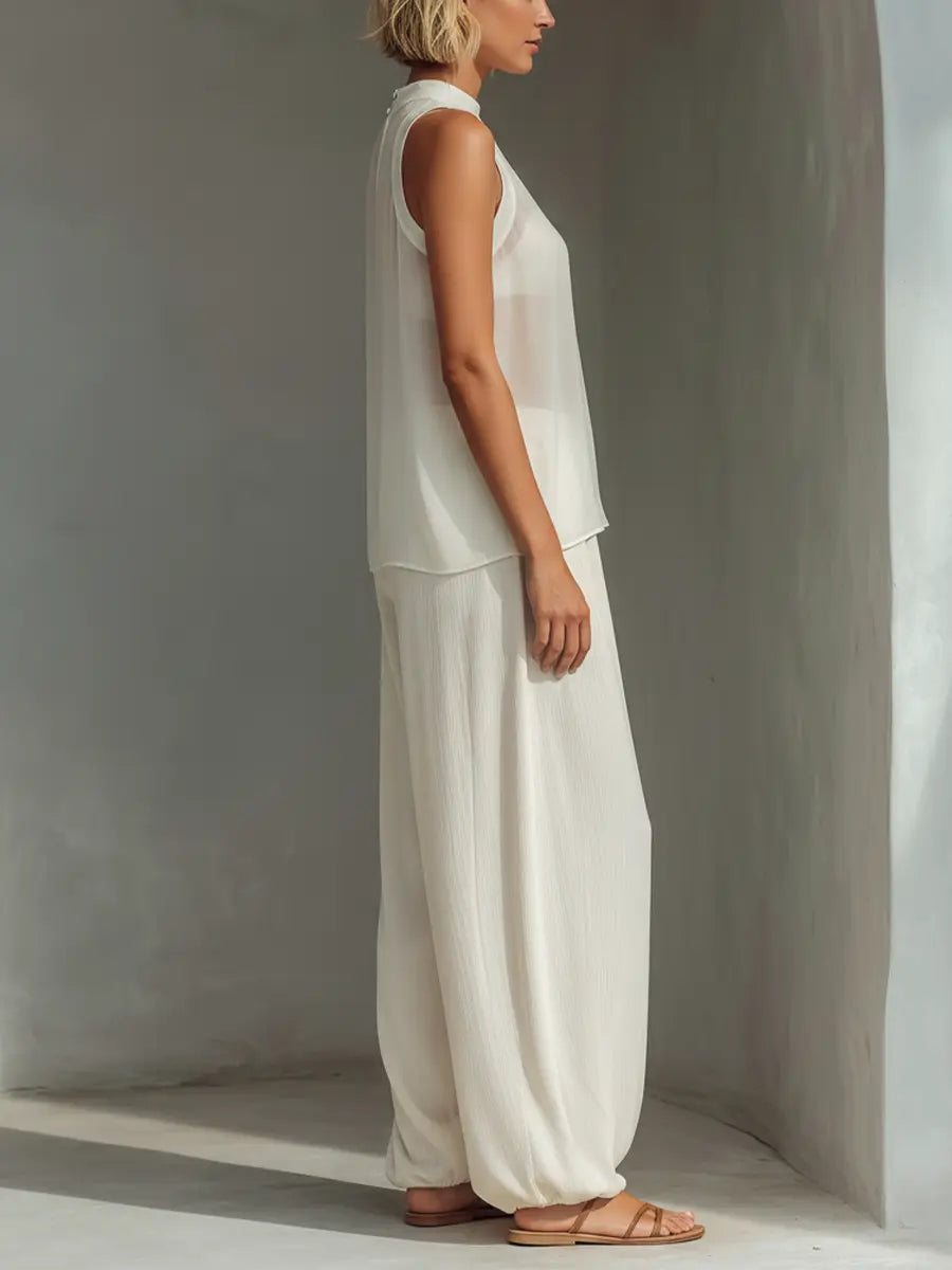Chloe | Chiffon Top Wide-Leg Pants Set 4
