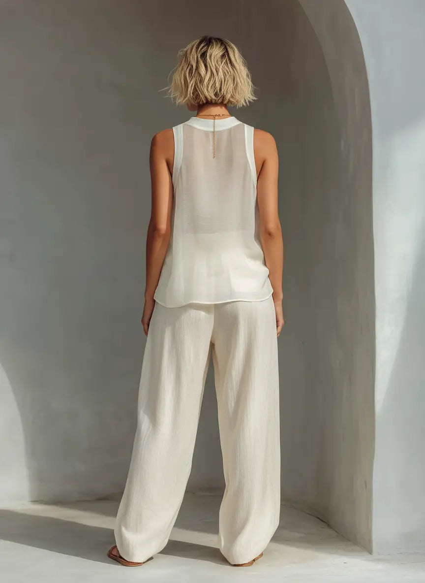 Chloe | Chiffon Top Wide-Leg Pants Set 5