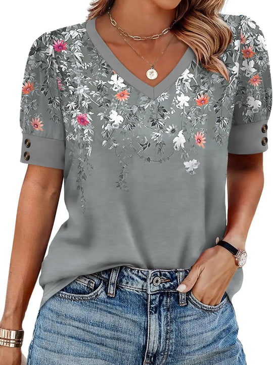 Clara | V-Neck Flowy Loose Fit Blouse 0