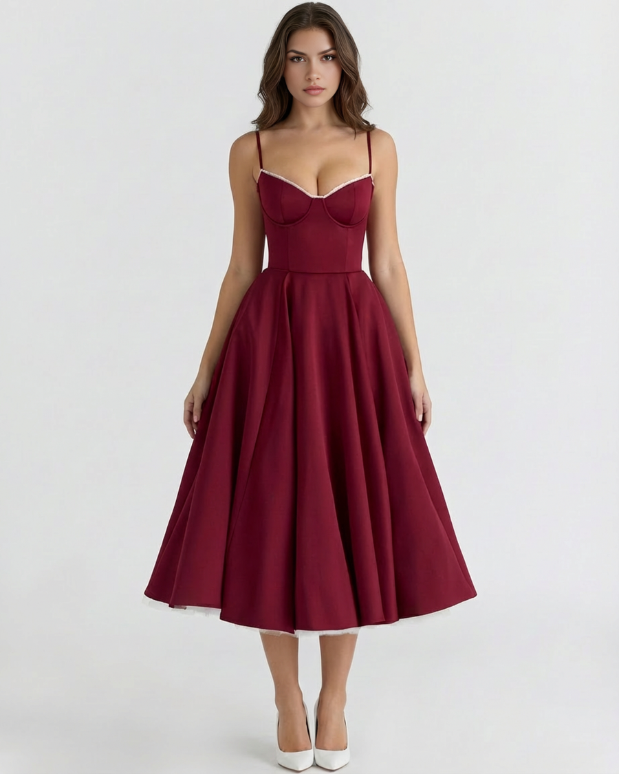 Clarisse | Tulle Sweetheart Corset Midi Dress 1
