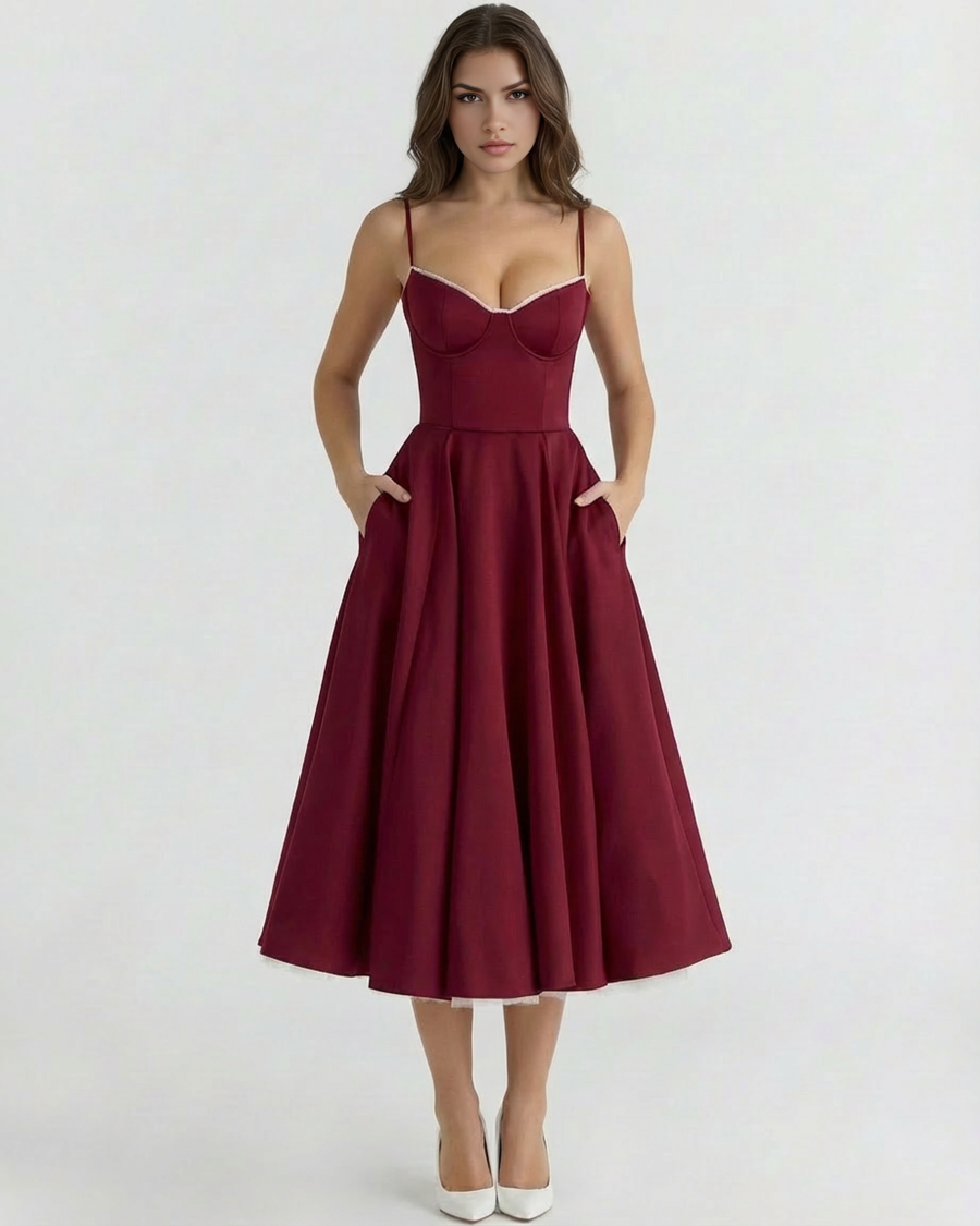 Clarisse | Tulle Sweetheart Corset Midi Dress 2
