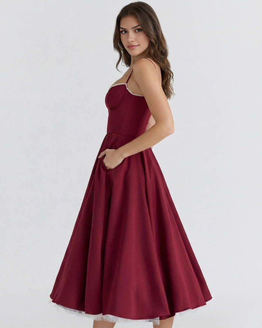Clarisse | Tulle Sweetheart Corset Midi Dress 3