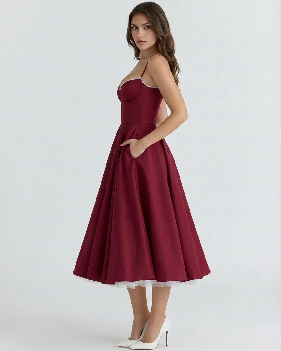 Clarisse | Tulle Sweetheart Corset Midi Dress 4