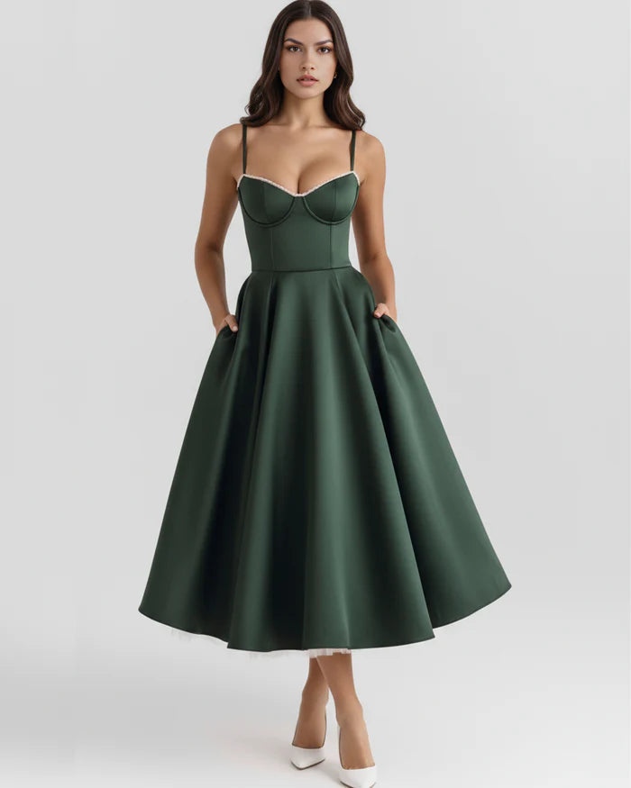 Clarisse | Tulle Sweetheart Corset Midi Dress 9